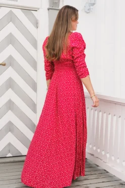 Spring Button-Down Dress Red Dots