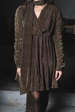 Stardust Frill Dress Black & Gold
