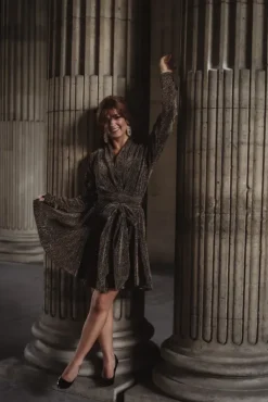 Stardust Frill Dress Black & Gold