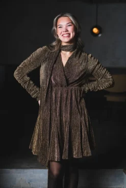 Stardust Frill Dress Black & Gold