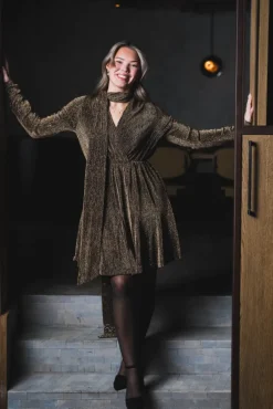 Stardust Frill Dress Black & Gold