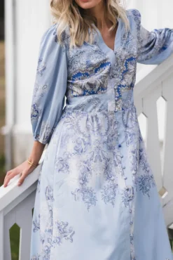 Stellar Artist Paisley Dress Light Blue