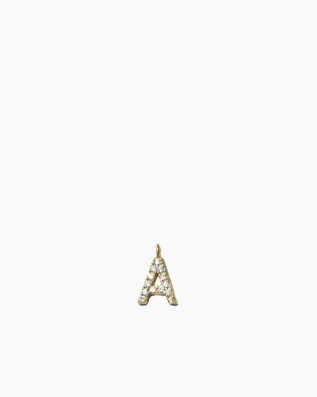Stone Letter Charm Gold