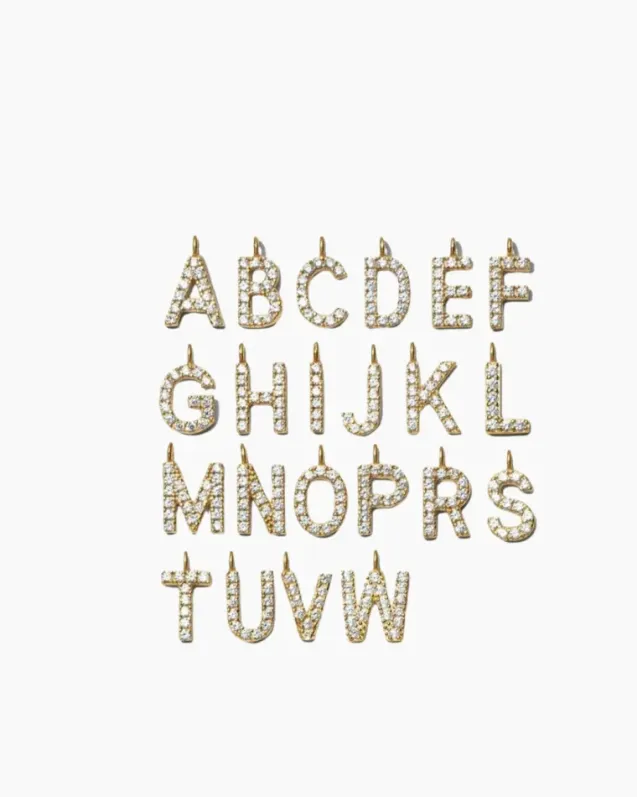 Stone Letter Charm Gold