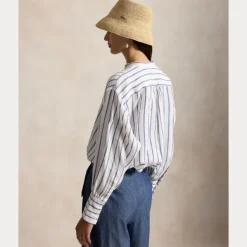 Striped Linen Shirt White/Royal