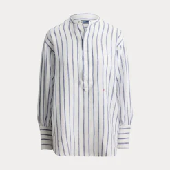 Striped Linen Shirt White/Royal