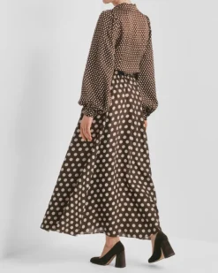 Striped Organza Maxi Skirt Dots