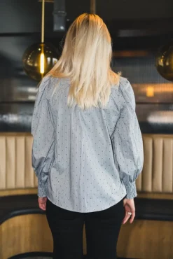 Stripe Dot Petra V-Shirt Light Grey