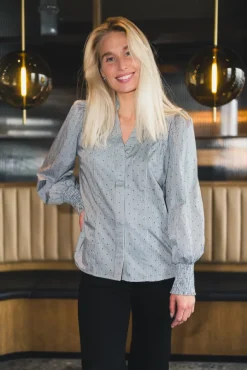 Stripe Dot Petra V-Shirt Light Grey