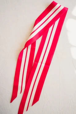 Striped Slim Scarf Red Striped