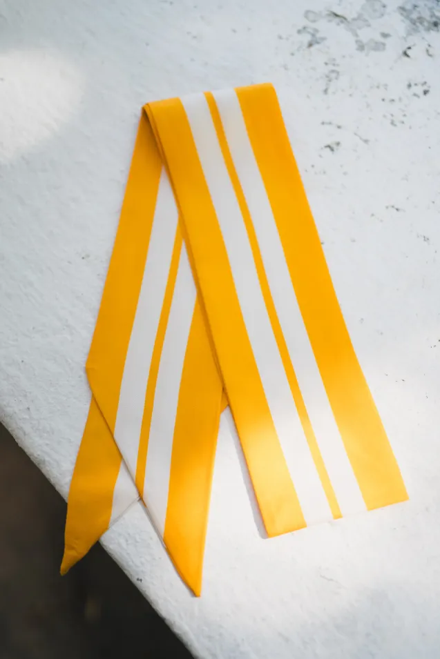 Striped Slim Scarf Yellow Striped