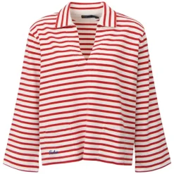 Striped Split Placket Mariner Tee Red/Deckwash