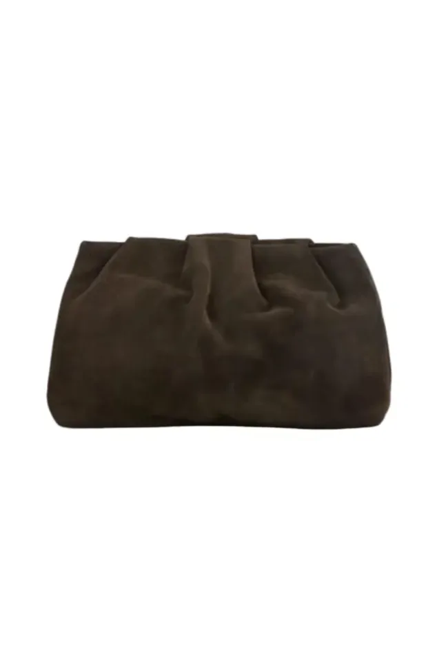 Suede Clutch Bag Chocolate Torte