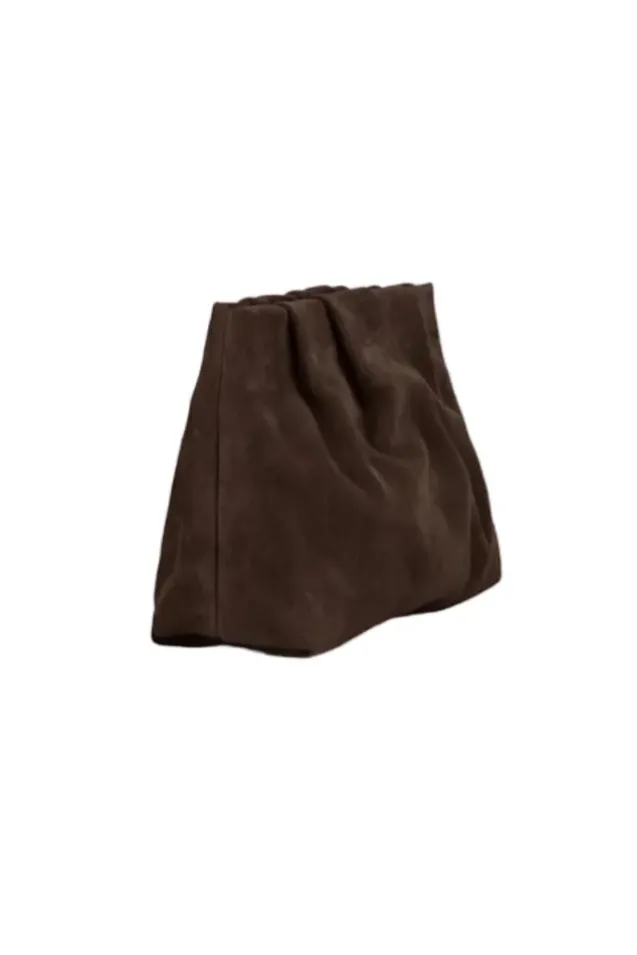 Suede Clutch Bag Chocolate Torte