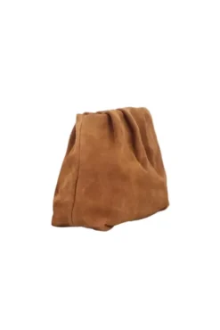 Suede Clutch Bag Cognac Brown
