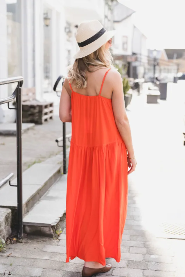 Sunrise Block Strap Dress Flame