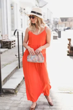 Sunrise Block Strap Dress Flame