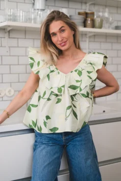 Taffeta Flounce Top Soft Pastel