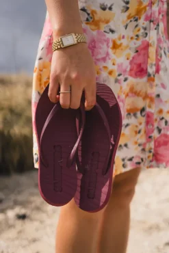 Tapered Flip Flops Burgundy