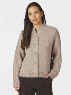 Taura Fluffy Knit Cardigan Beige Melange