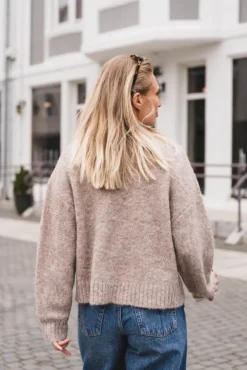 Taura Fluffy Knit Cardigan Beige Melange