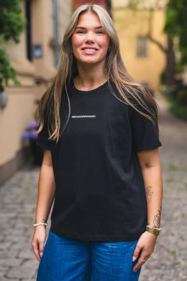 Terina Organic Small Logo Tee Black/White
