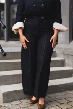 Terry Barrel Pant Navy Denim