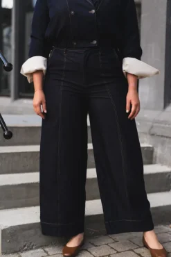 Terry Barrel Pant Navy Denim