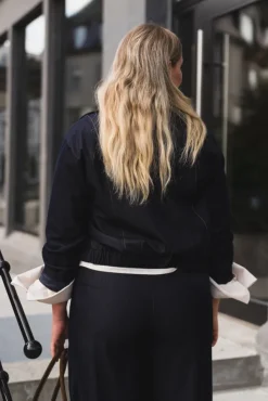 Terry Double Breasted Blazer Navy Denim