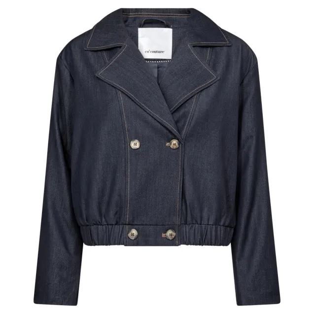Terry Double Breasted Blazer Navy Denim