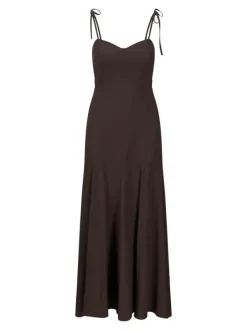 Tessa Linen Dress Dark Brown