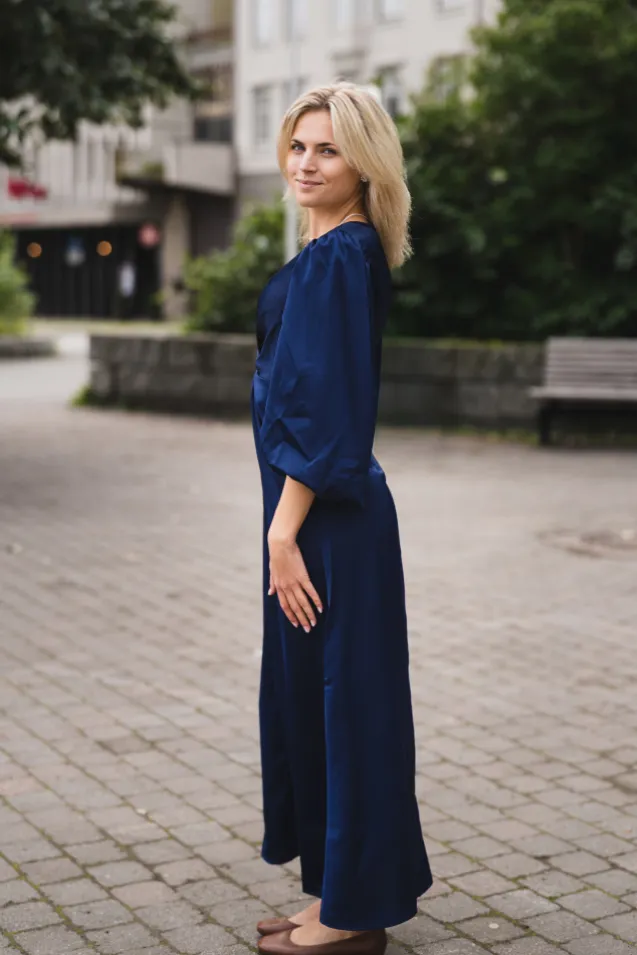 Thea 3/4 Long Dress Evening Blue
