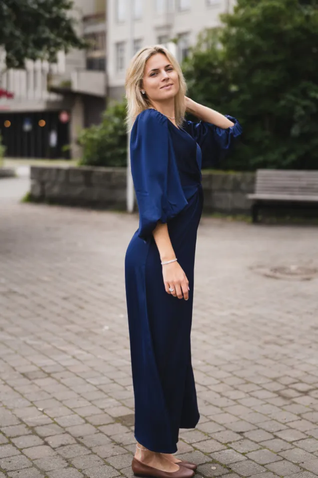 Thea 3/4 Long Dress Evening Blue