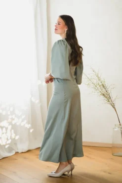 Thea LS Long Dress Green Milieu