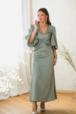 Thea LS Long Dress Green Milieu