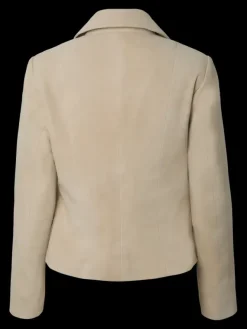 Thela Suede Leather Short Jacket Pale Khaki
