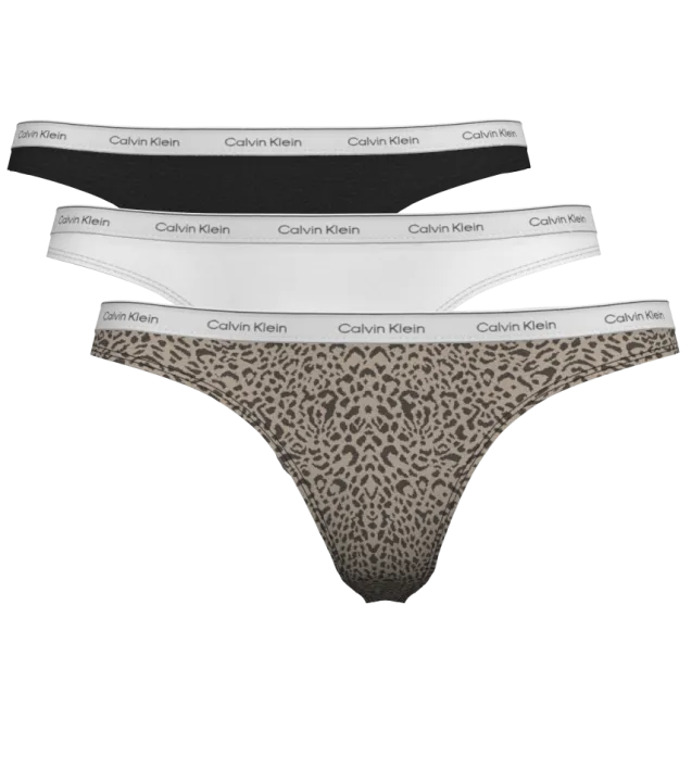 Thong 3PK Black/Classic White/Animal Mirror