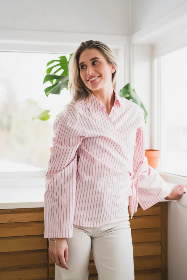 Tifuna Stripe Wrap Shirt Light Pink