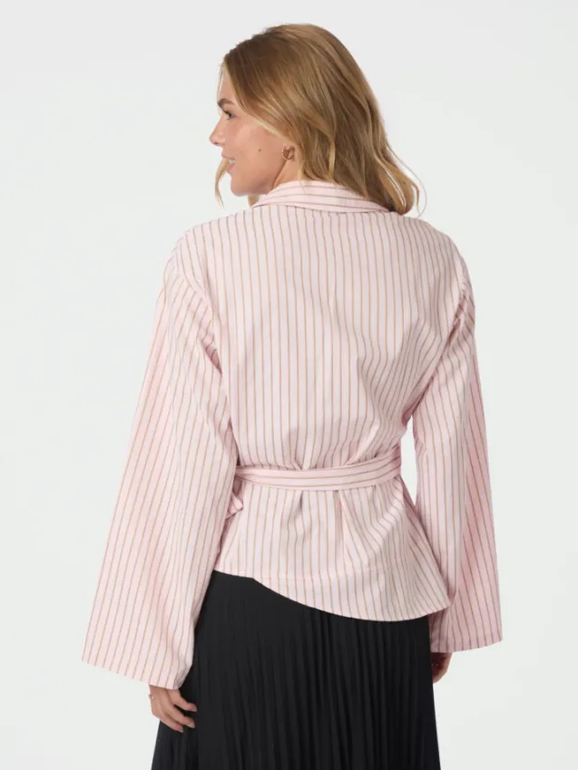 Tifuna Stripe Wrap Shirt Light Pink