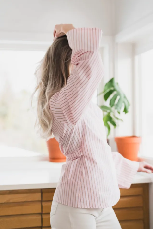 Tifuna Stripe Wrap Shirt Light Pink