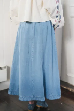 Tilly Anya Pleat Skirt Fade Denim