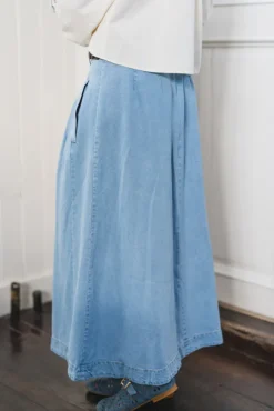 Tilly Anya Pleat Skirt Fade Denim