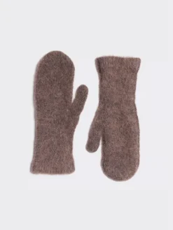 Tine Fluffy Mittens Dark Brown