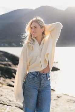 Tine Waffle Check Cardigan Light Yellow Mix