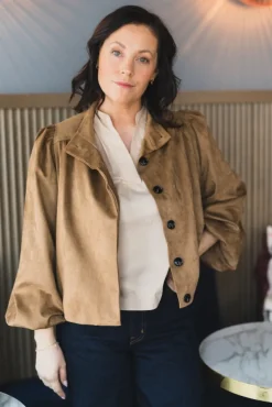 Tirsa Faux Suede Jacket Cognac