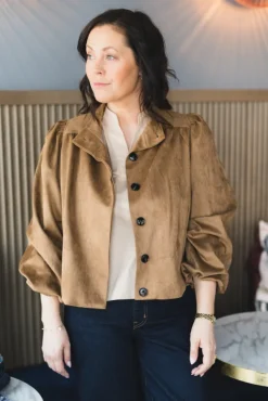 Tirsa Faux Suede Jacket Cognac