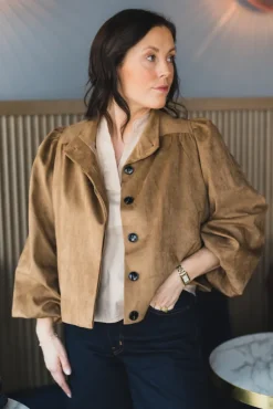 Tirsa Faux Suede Jacket Cognac