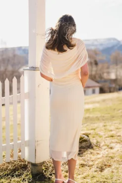 Tottuna Long Drapy Mesh Dress Light Yellow