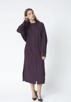 Trinny Stripe Batwing Dress Plum