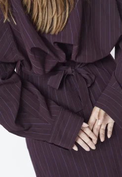 Trinny Stripe Batwing Dress Plum
